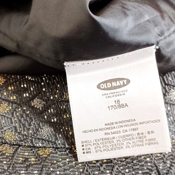 Old Navy Chic Metallic Mini Skirt Size 16 Black Gold Pleated Pocket Party Glam - Picture 6 of 6